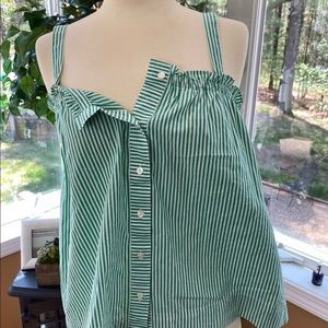 J. Crew Front Top Striped Ruffle Top G5678